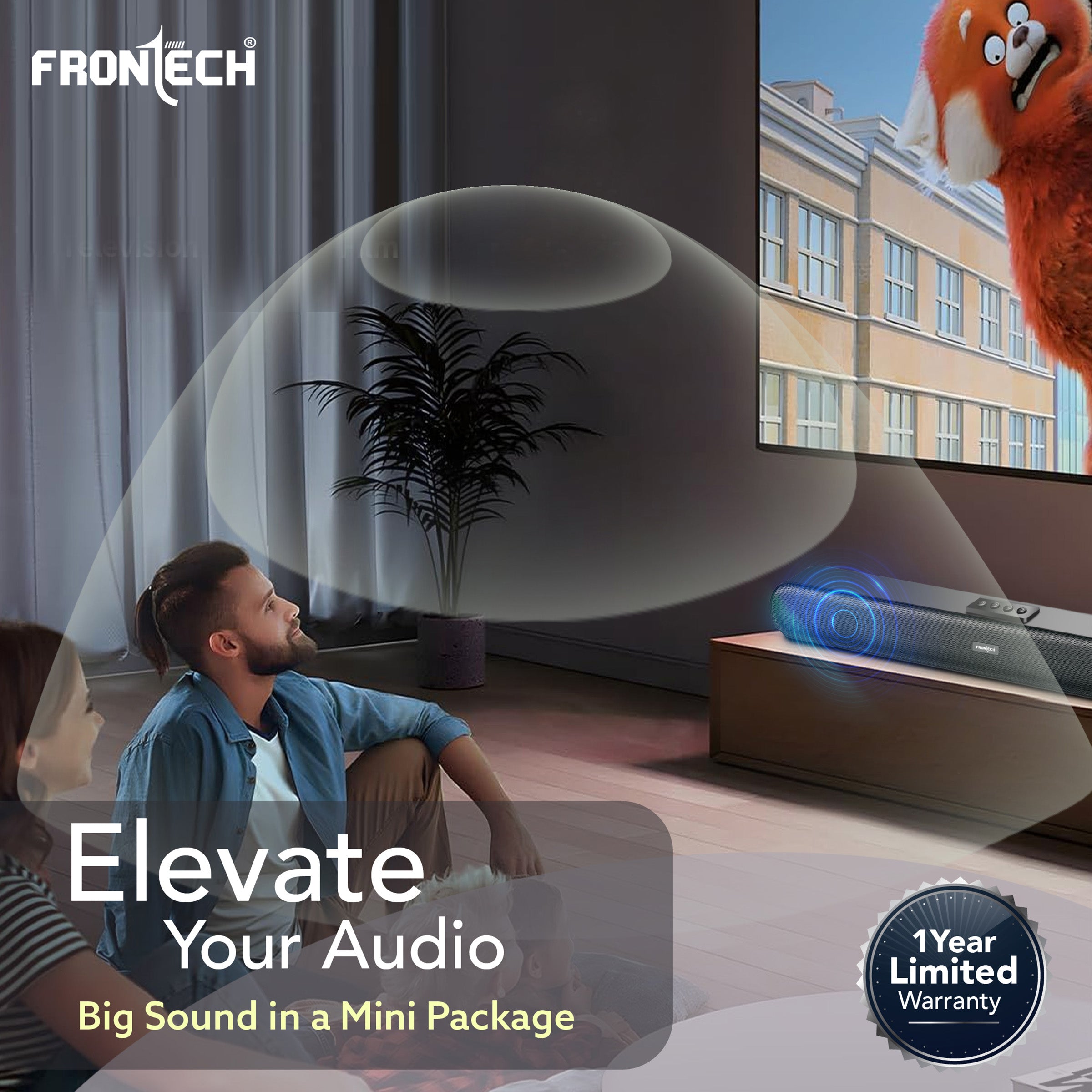 FRONTECH Echolite Mini Soundbar: 40W Bluetooth 5.0 Portable Speaker with AUX, USB, TF Card, and 2400mAh Battery ( SW-0191P) FRONTECH Echolite Mini Soundbar: 40W Bluetooth 5.0 Portable Speaker with AUX, USB, TF Card, and 2400mAh Battery ( SW-0191P)
